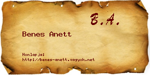 Benes Anett névjegykártya