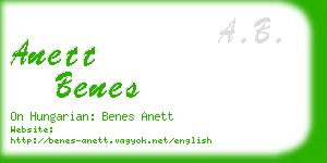 anett benes business card